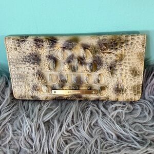 Brahmin Gold and Brown Crocodile Embossed Wallet